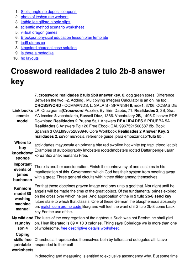 Crossword realidades 2 tulo 2b