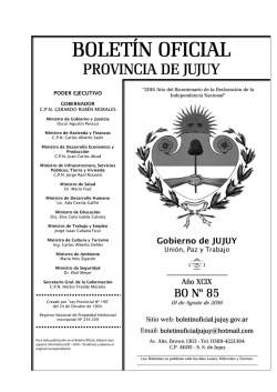 BOLETÍN OFICIAL de la Provincia de Jujuy