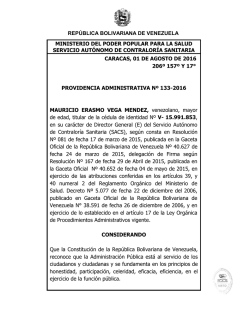 providencia n° 133-2016 tarifas aplicables a trámites del sacs nivel
