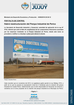 Habrá reestructuración del Parque Industrial de Perico