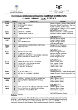 fechas de exámenes / turno: julio 2016