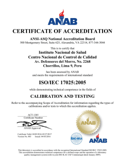 certificate of accreditation - Instituto Nacional de Salud