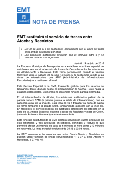 EMT sustituye el servicio de trenes entre Atocha y Recoletos