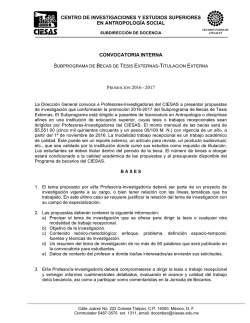 Convocatoria 2016 - CIESAS. Subdirección de Docencia
