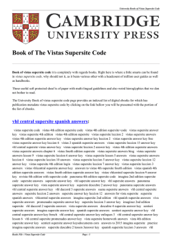 Book of The Vistas Supersite Code