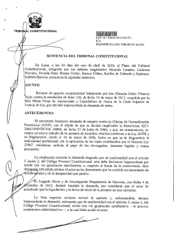 SENTENCIA DEL TRIBUNAL CONSTITUCIONAL En Lima, a los 20