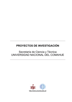 Proyectos de Investigación 2016 - Universidad Nacional del Comahue