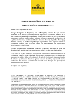 PROSEGUR COMPAÑÍA DE SEGURIDAD, S.A. COMUNICACIÓN