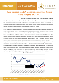 Márgenes económicos de maíz y soja campaña 2016/2017