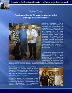 Nota de Prensa Presidente Daniel Ortega condecora a dos