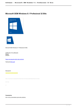 Software : Microsoft OEM Windows 8.1 Profesional 32 Bits