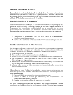 Aviso de Privacidad - Tesoros de Chiapas