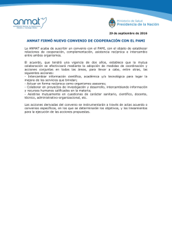 anmat firmó nuevo convenio de cooperación con el pami
