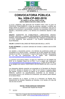 CONVOCATORIA PÚBLICA No. HSN-CP-002-2016