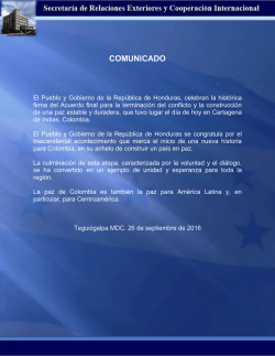 El Pueblo y Gobierno de la República de Honduras, celebran la