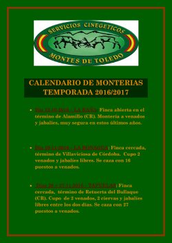 CALENDARIO DE MONTERIAS TEMPORADA 2016/2017