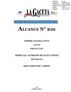 ALCANCE DIGITAL N° 210 a La Gaceta N° 192 del 06 10 2016