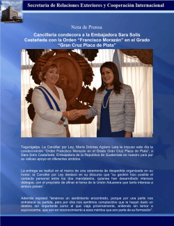 Tegucigalpa. La Canciller por Ley, María Dolores Agüero Lara le