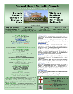 Thursday, October 16 3 pm - Sacred Heart Catholic Church
