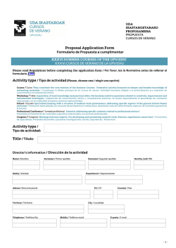 Proposal Application Form Activity type