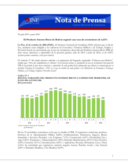 El Producto Interno Bruto de Bolivia registró una tasa de crecimiento