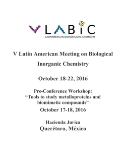 V Latin American Meeting on Biological Inorganic Chemistry
