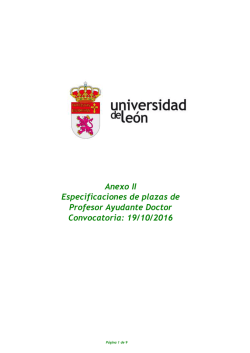 Anexo II Especificaciones de plazas de Profesor Ayudante Doctor