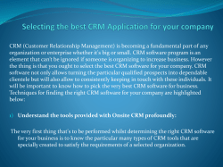 Selecting the best CRM Application for your company