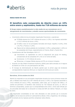 El beneficio neto comparable de Abertis crece un 10% entre enero y