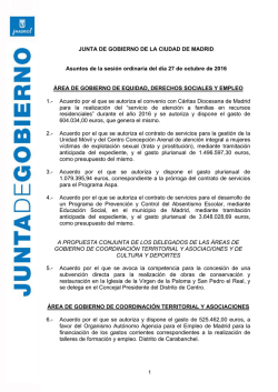 Acuerdos de la Junta de Gobierno de la ciudad de Madrid