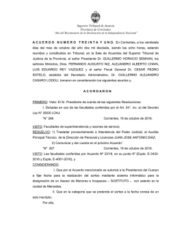 Acuerdo Nº 31/2016 - Poder Judicial de Corrientes