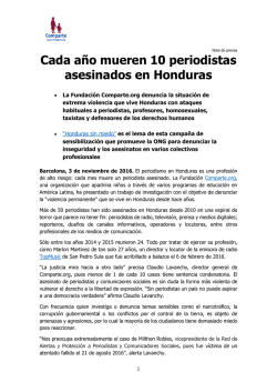 Cada año mueren 10 periodistas asesinados en Honduras
