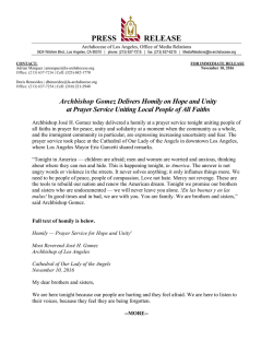 Press Release : Archdiocese of Los Angeles