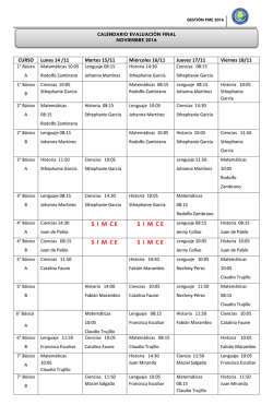 Calendario Evaluación Final - Colegio Valle de Colchagua