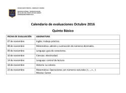 Calendario de evaluaciones Octubre 2016 Quinto Básico