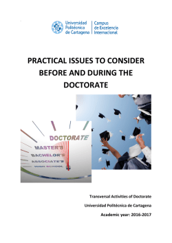 Practical issues to consider before and during the doctorate