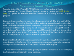 AmTrust Financial Services Is awarded The GWSCA’s “Innovation in Warranty” Honour