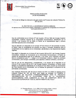 Resolución 276 de 2016 - Universidad Surcolombiana