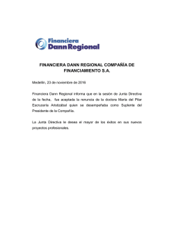 FINANCIERA DANN REGIONAL COMPAÑÍA DE FINANCIAMIENTO