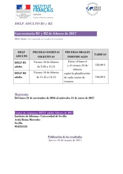 Convocatoria Delf Adulto B1 y B2 en 2017