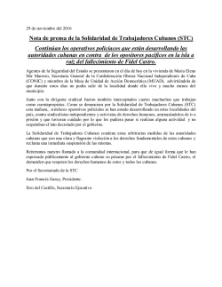 Nota de prensa de la Solidaridad de Trabajadores Cubanos (STC