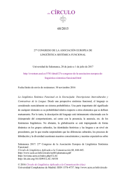 Circulo de Linguistica Aplicada a la Comunicacion 68 2016 ISSN