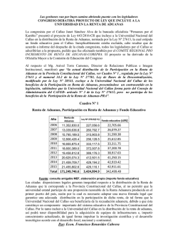 Cuadro Nº 1 Renta de Aduanas, Participación en Renta de Aduanas