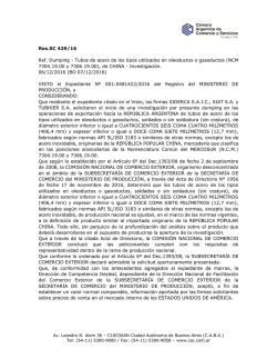 Res.SC 429/16 Ref. Dumping - Cámara Argentina de Comercio