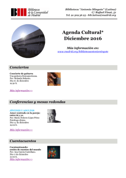 Agenda Cultural Diciembre 2016 Documento pdf 281 Kb.