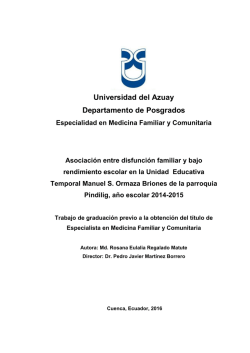 Universidad del Azuay Departamento de Posgrados Especialidad