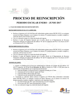 Reinscripcion periodo enero – junio 2017