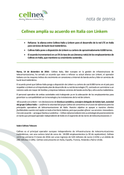 Cellnex amplía su acuerdo en Italia con Linkem