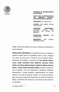 resolución jdc 128-2016 inc-1 - tribunal electoral de veracruz