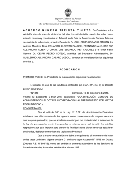 Acuerdo Nº 37/2016 - Poder Judicial de Corrientes